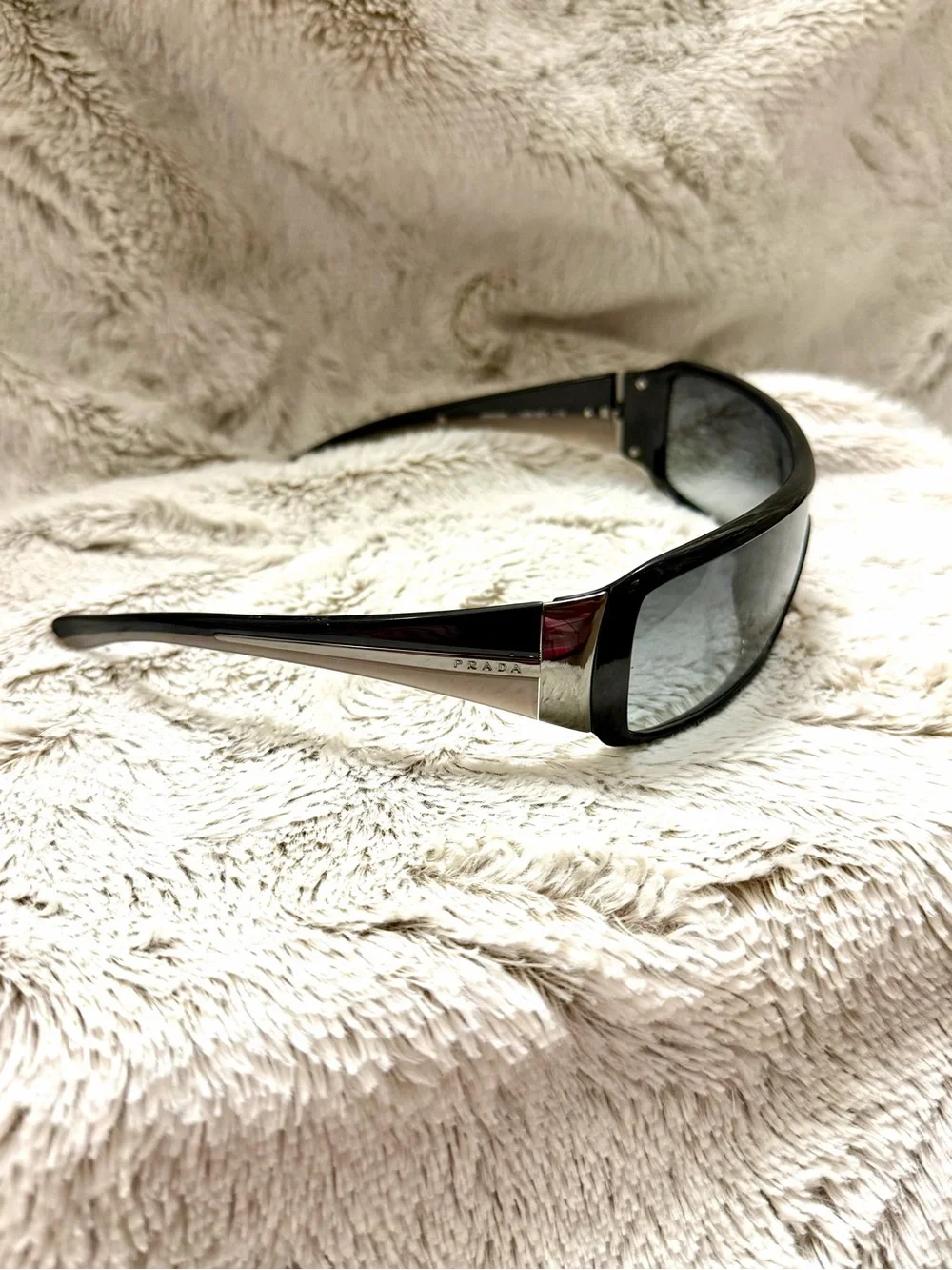 Prada SPR 03H Vintage Early 2000’s Shield Wrap Rectangle Sunglasses